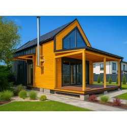 Dom drewniany Wierzba Modern W1 5x8m z Tarasem 40m2