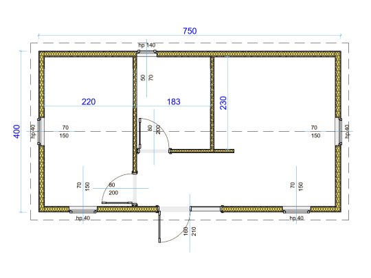 Summer house Dworek B 7.5 x 4 m 30m2