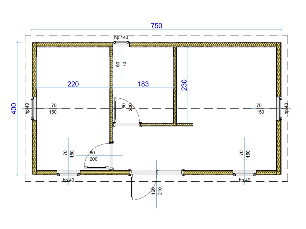 Summer house Dworek B 7.5 x 4 m 30m2