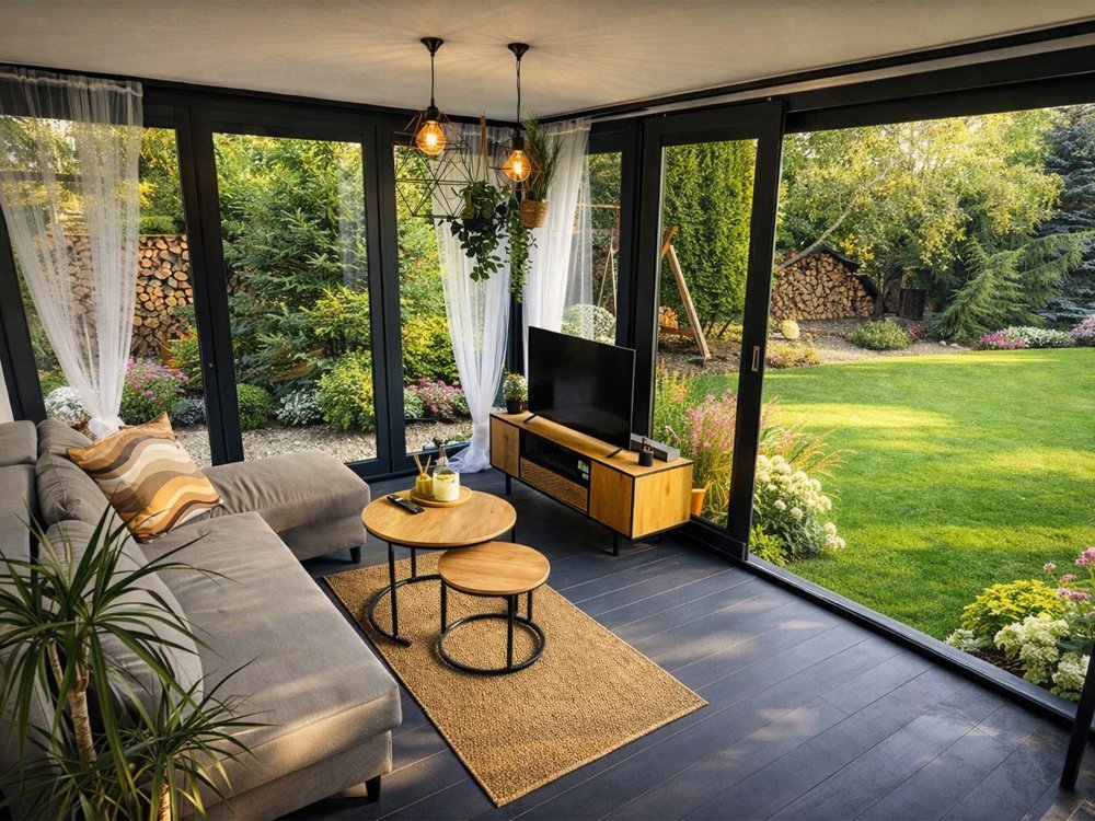 Rechteckiger Pavillon P18, verglast, 4x3 m, 12 m²