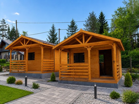 Dom drewniany Jodła 4x5m + 2m taras 20m2