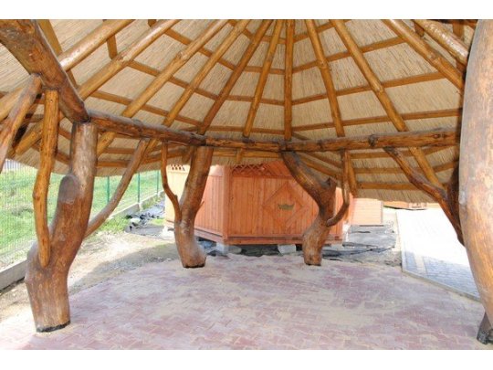 Arbor with cane roof