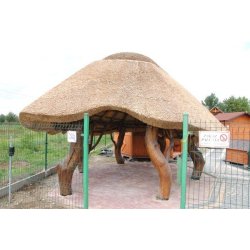 Laube mit einem Dach aus Schilf