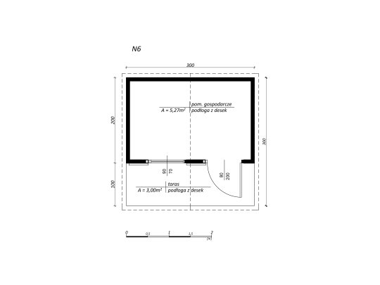 Domek narzędziowy N6 3x2m + 2m taras 6m2