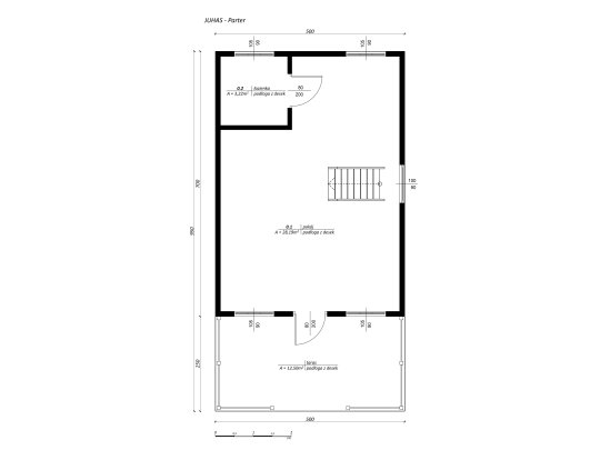 Domek letniskowy Juhas 5x7m + 2,5m taras 34,87m2