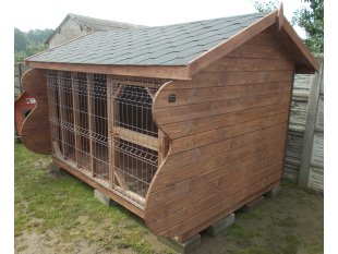 Dog pound with gable roof