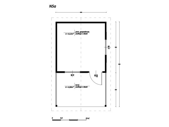 Domek narzędziowy N5a 3x3m + taras 3x2m 9m2
