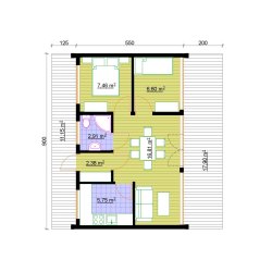 Dom drewniany Barwinek 5,5x9m 41,91m2