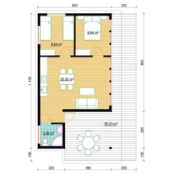 Dom drewniany Przebiśnieg 6x11m 47,14m2