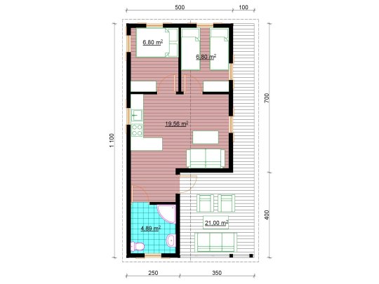 Dom drewniany Szafirek 5x11m 38,05m2