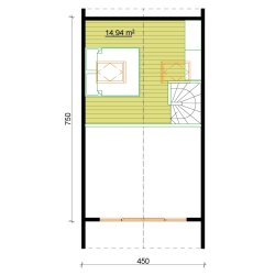 Dom drewniany Wiąz 4,5x7,5m 39,92 m2