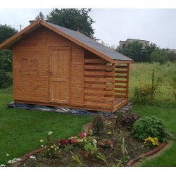 Grab C Holzhaus 6 x 3m + 1,2m Holzschuppen 18m2