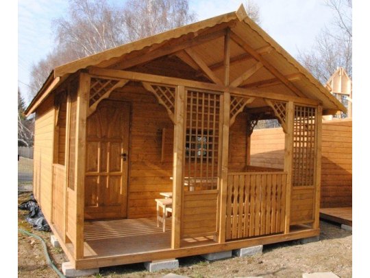 Holzhaus Topola 4x3m + 1,4m Terrasse 12m2