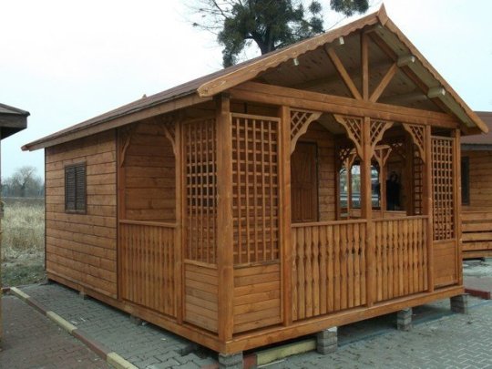 Holzhaus Topola A 4x3m + 2,2m Terrasse 12m2