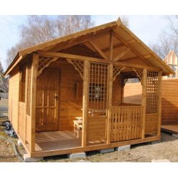 Holzhaus Topola A 4x3m + 2,2m Terrasse 12m2