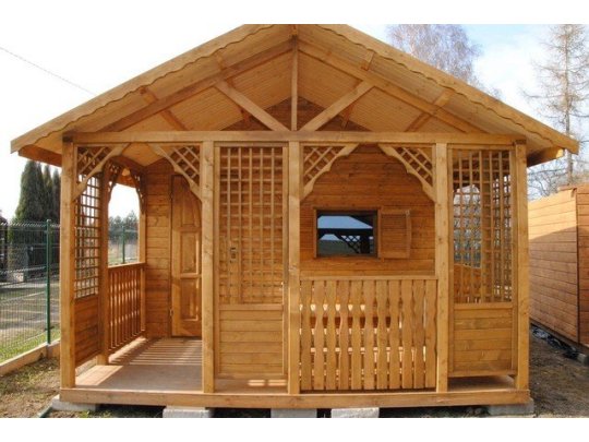 Holzhaus Topola A 4x3m + 2,2m Terrasse 12m2