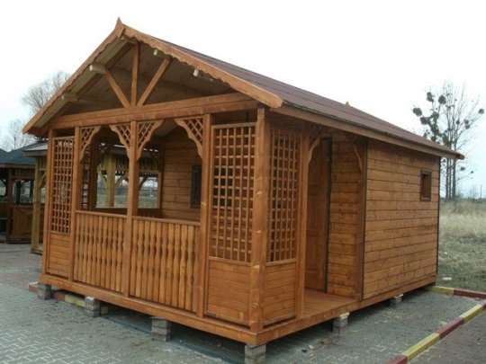 Holzhaus Topola A 4x3m + 2,2m Terrasse 12m2