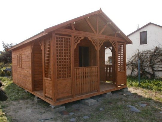 Holzhaus Topola A 4x3m + 2,2m Terrasse 12m2