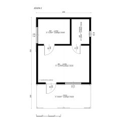Dom drewniany Jesion 2  4,5 x 5,5m + 2m taras 24m2
