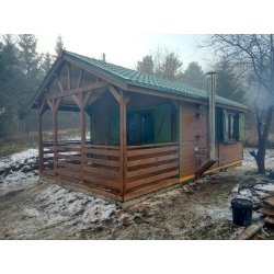 Dom drewniany Jesion 2  4,5 x 5,5m + 2m taras 24m2