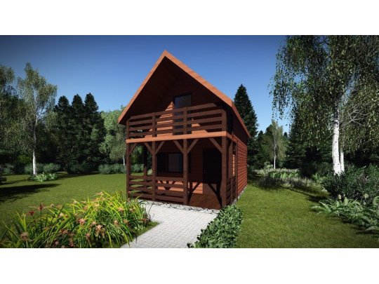 Dom drewniany Jarząb 4x4,3m + 2m taras 24m2