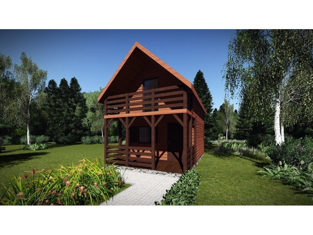 Dom drewniany Jarząb B 5x5m + 2m taras 25m2