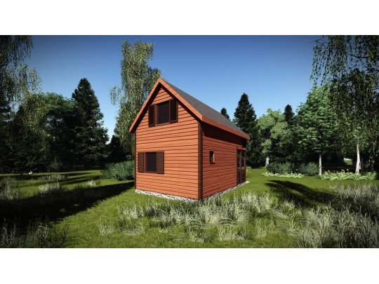 Dom drewniany Jarząb B 5x5m + 2m taras 25m2