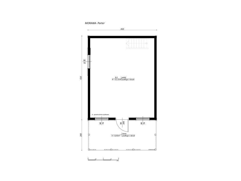 Holzhaus Morawa C 5x7m + 2m Terrasse 35m2