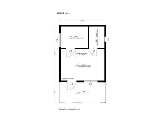 Holzhaus Esche 1 4,5x5,5m + 2m Terrasse 25m2