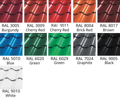 Available metal tile colors